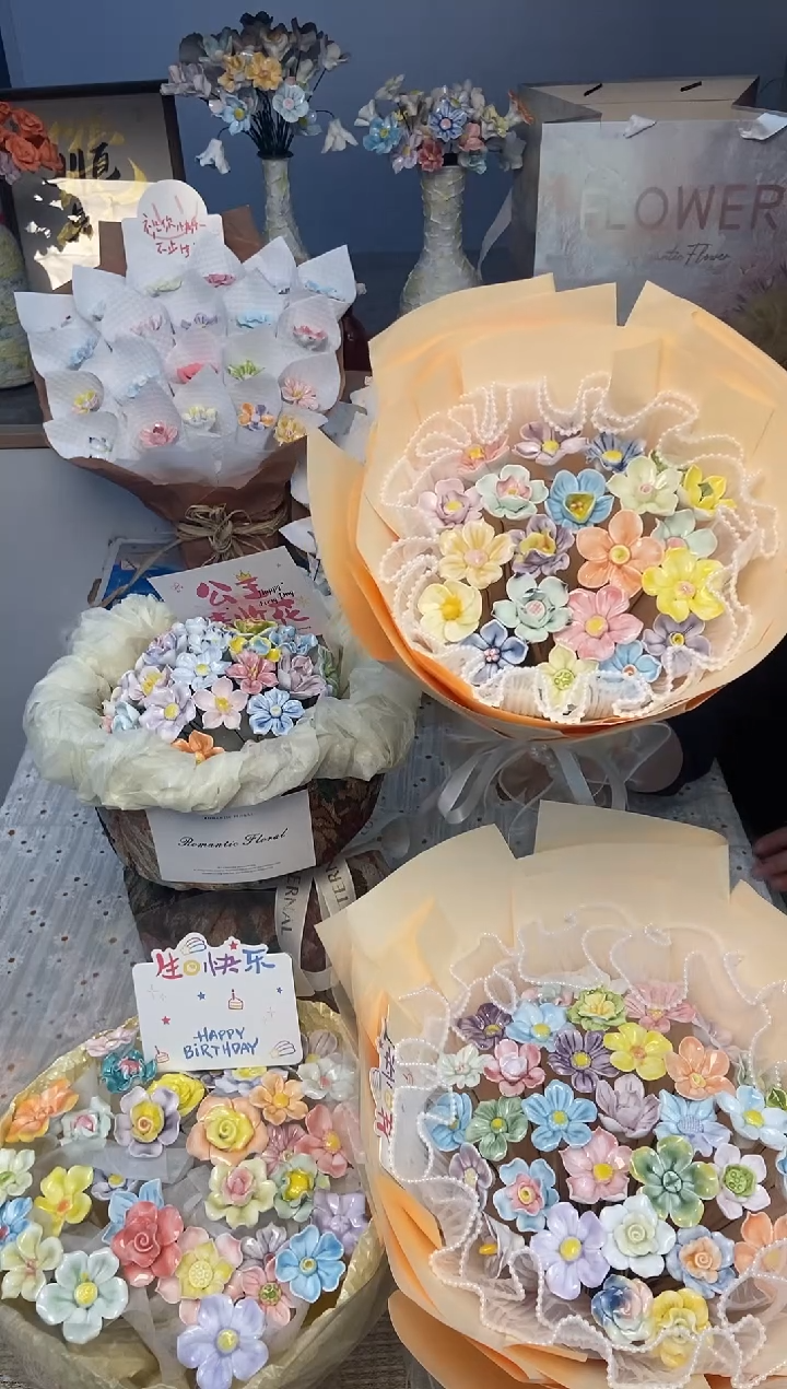 摆件陶珍珠款式21支一束成品花束