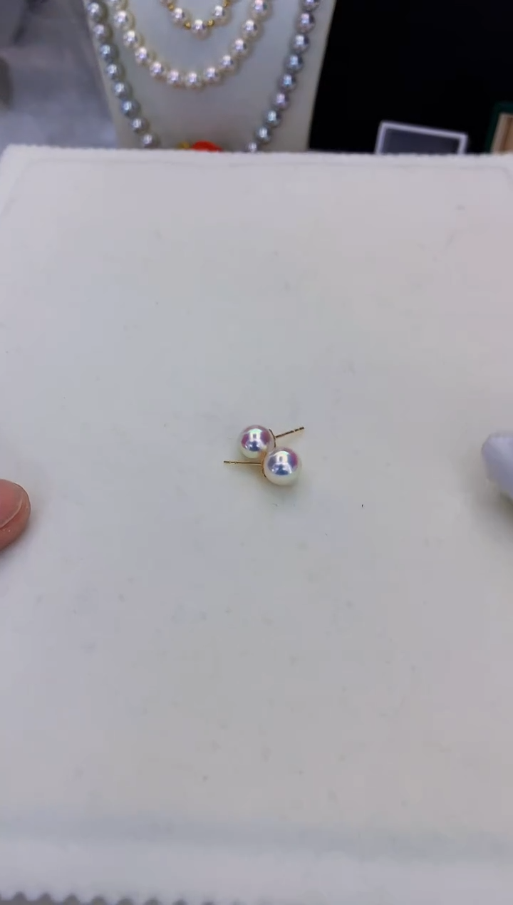 18K金镶嵌海水珍珠饰品8.5-9素钉定制