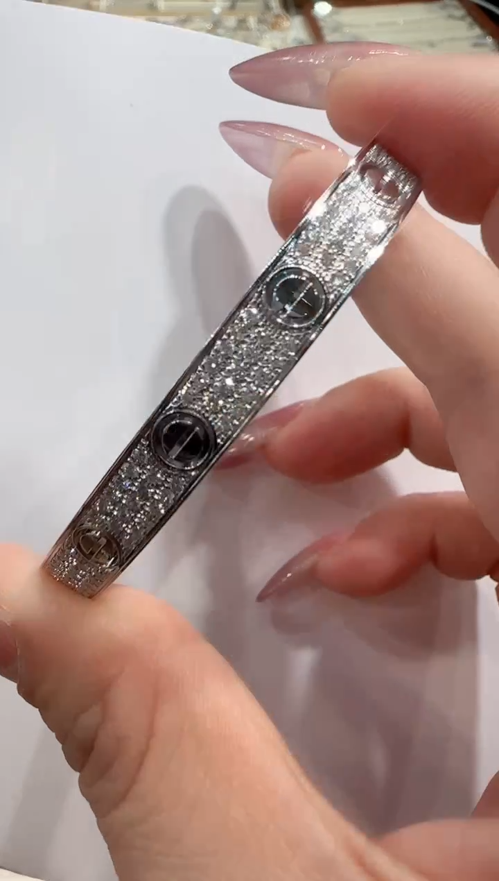 【闪购商品】钻石手镯18K金镶嵌16#K白宽满天星