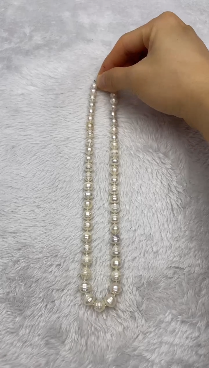 项链银S925镶嵌海水珍珠澳白7-10mm
