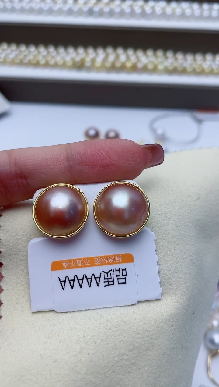 【闪购商品】拼合珍珠（马贝珠）耳饰银S925镶嵌W22