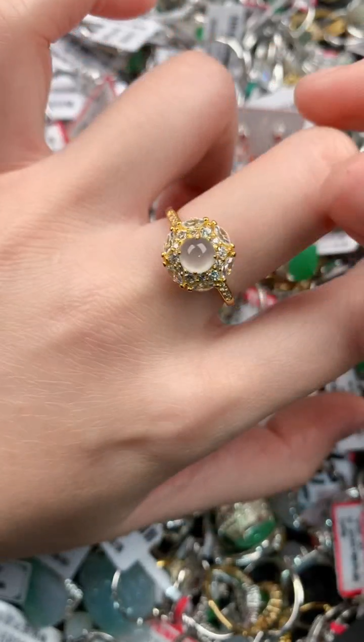 银S925镶嵌戒指翡翠7            3