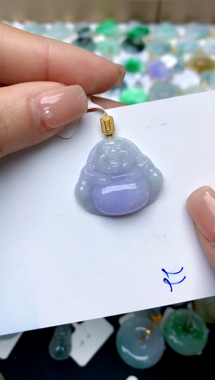 【闪购商品】翡翠颈饰18K金镶嵌天然A货翡翠