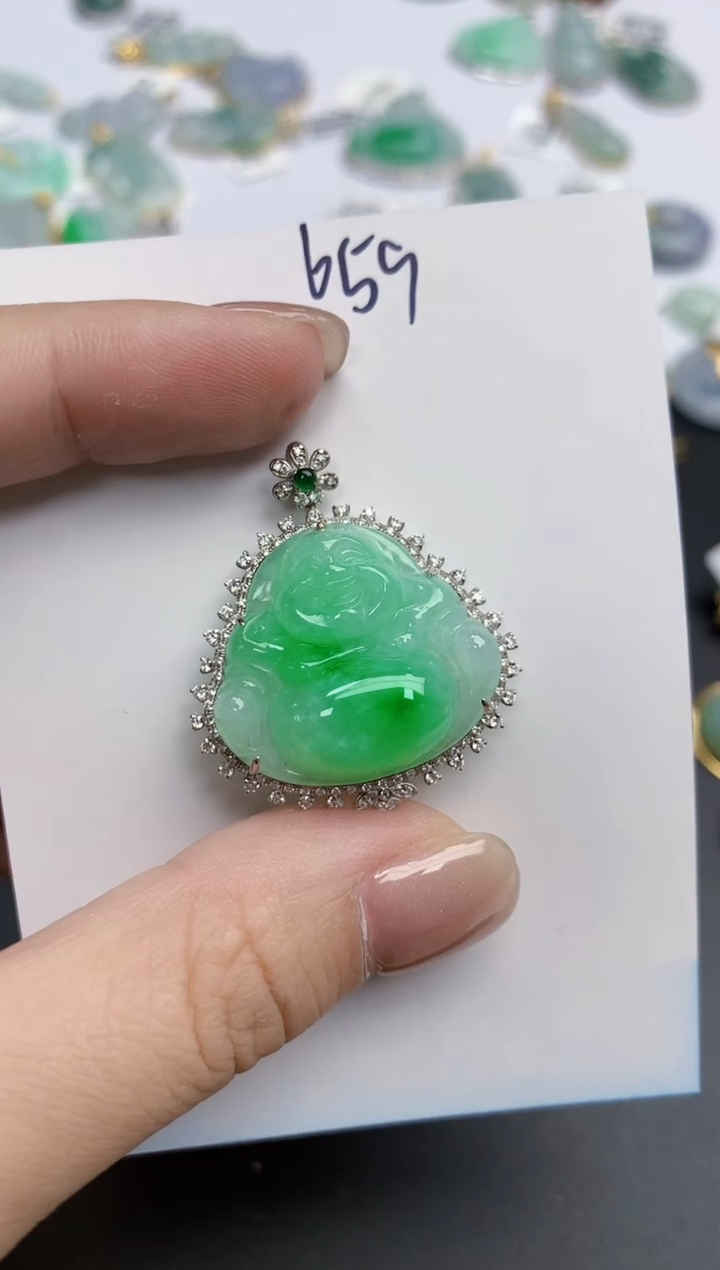 【闪购商品】翡翠颈饰18K金镶嵌天然缅甸翡翠A货