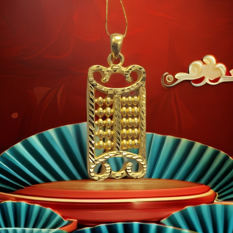 足金999吊坠算盘3D硬金黄金挂坠 按克