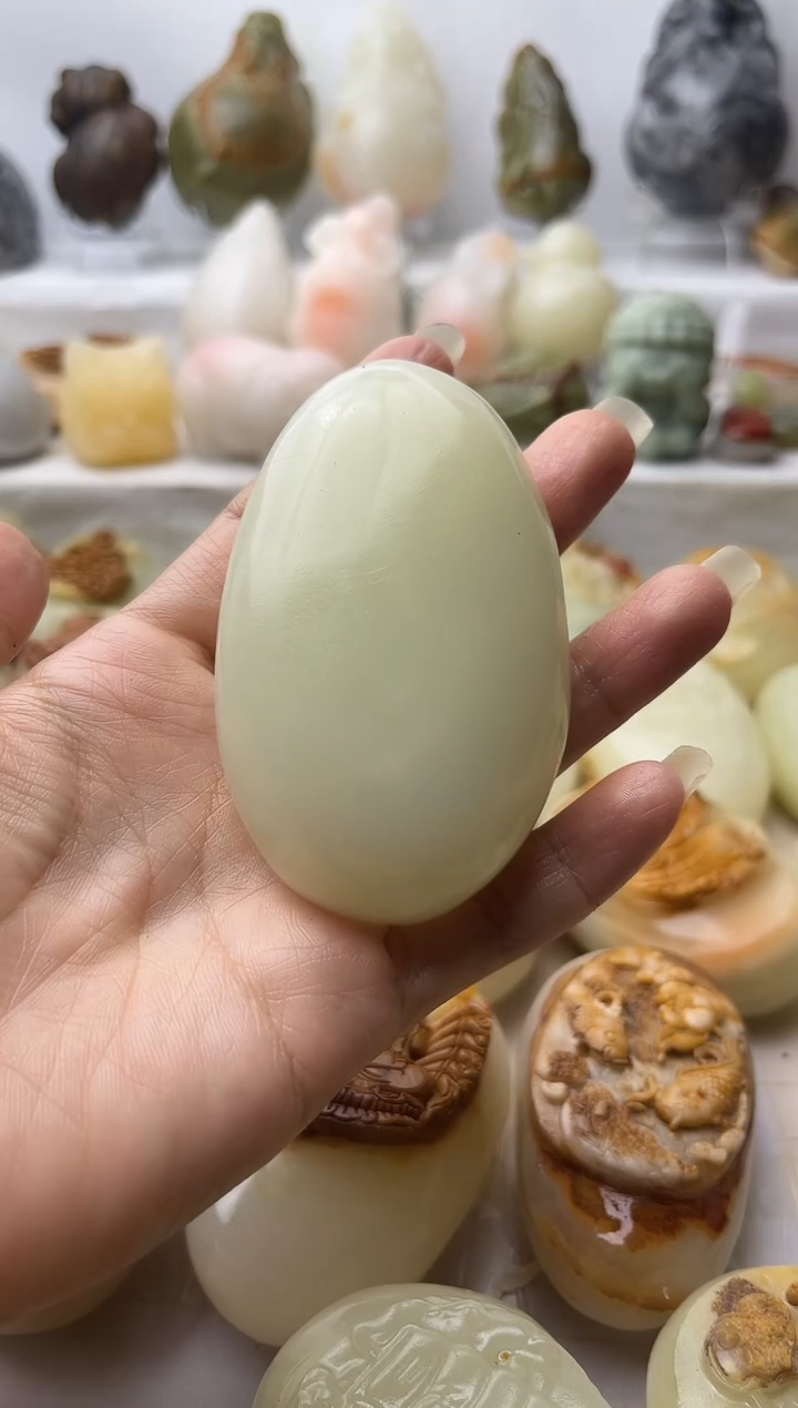 石材方解石手把件不退换原石