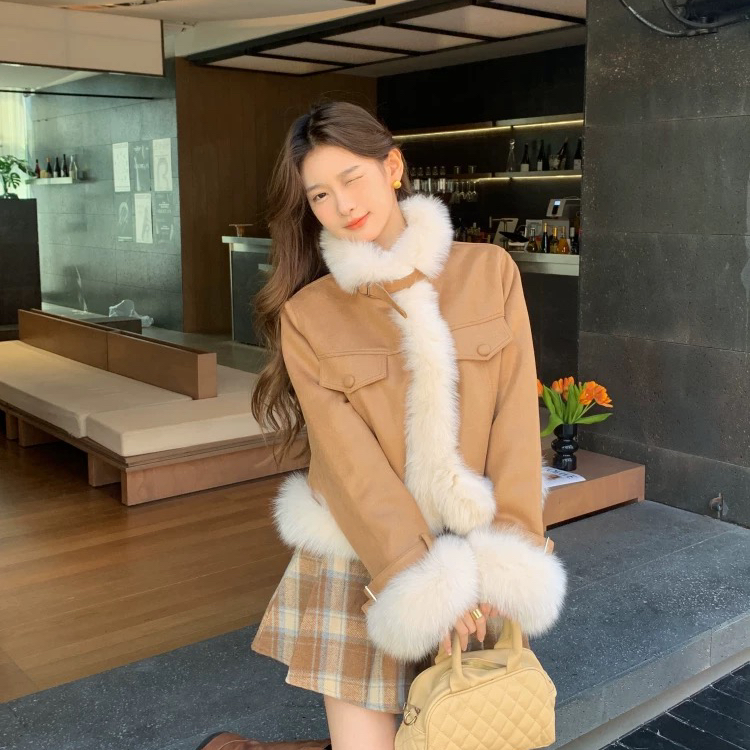 【暖洋洋】狐狸毛鹅绒服常规款女短款长袖原版百搭秋冬网红女装时尚