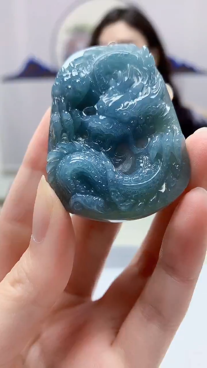 【闪购商品】定制翡翠未镶嵌4829zm-毛货挂件龙牌104