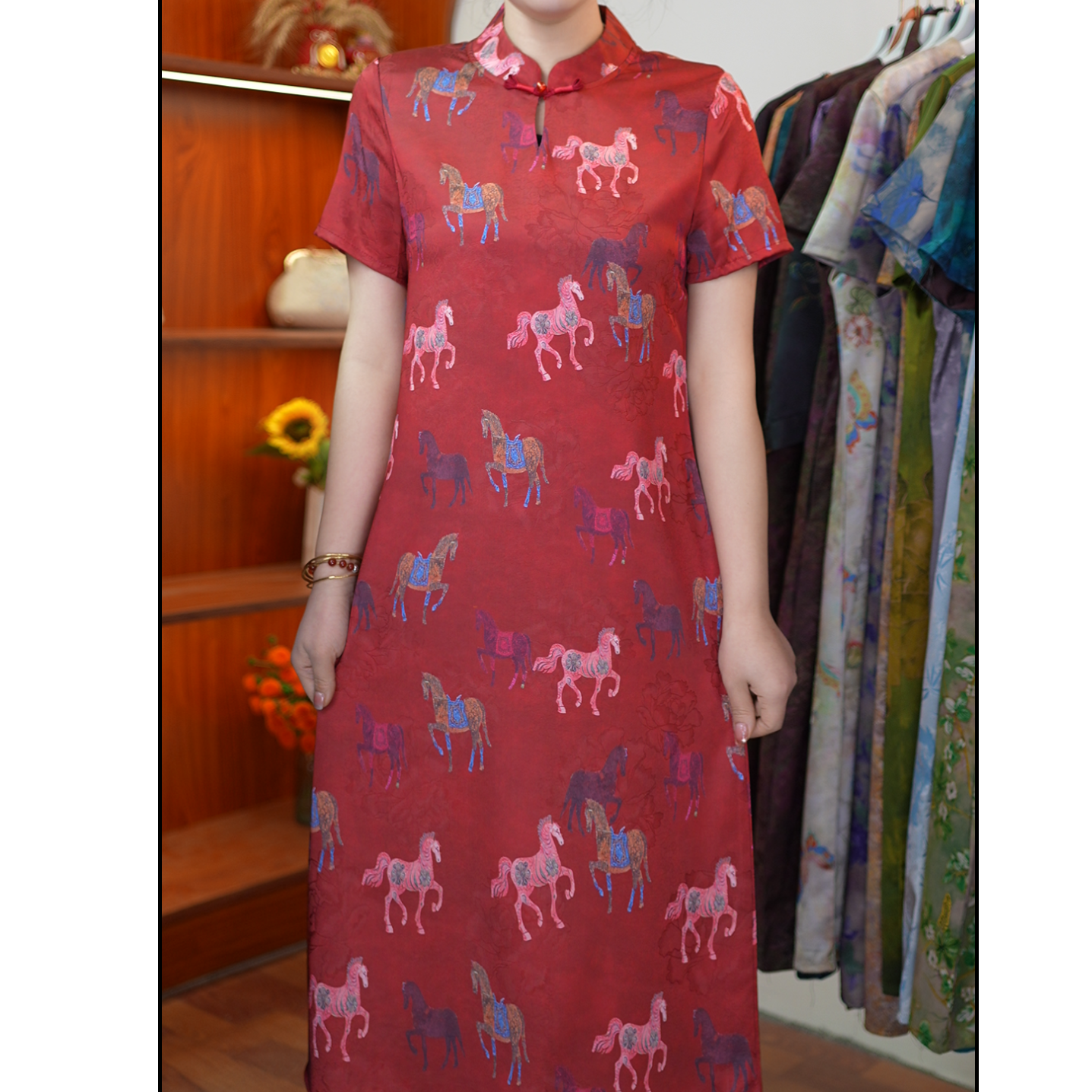 【马上有钱】夏季连衣裙时尚气质中长款改良旗袍连衣裙