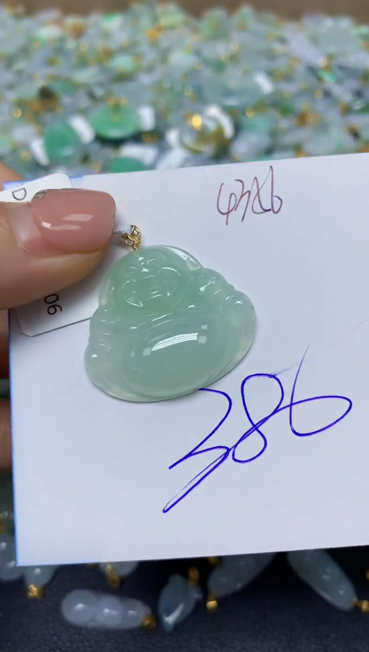 【闪购商品】翡翠挂件18K金镶嵌 天然翡翠A货