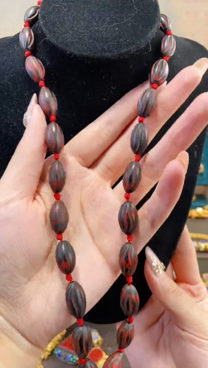 【闪购商品】非遗雕漆剔犀精品项链枣珠