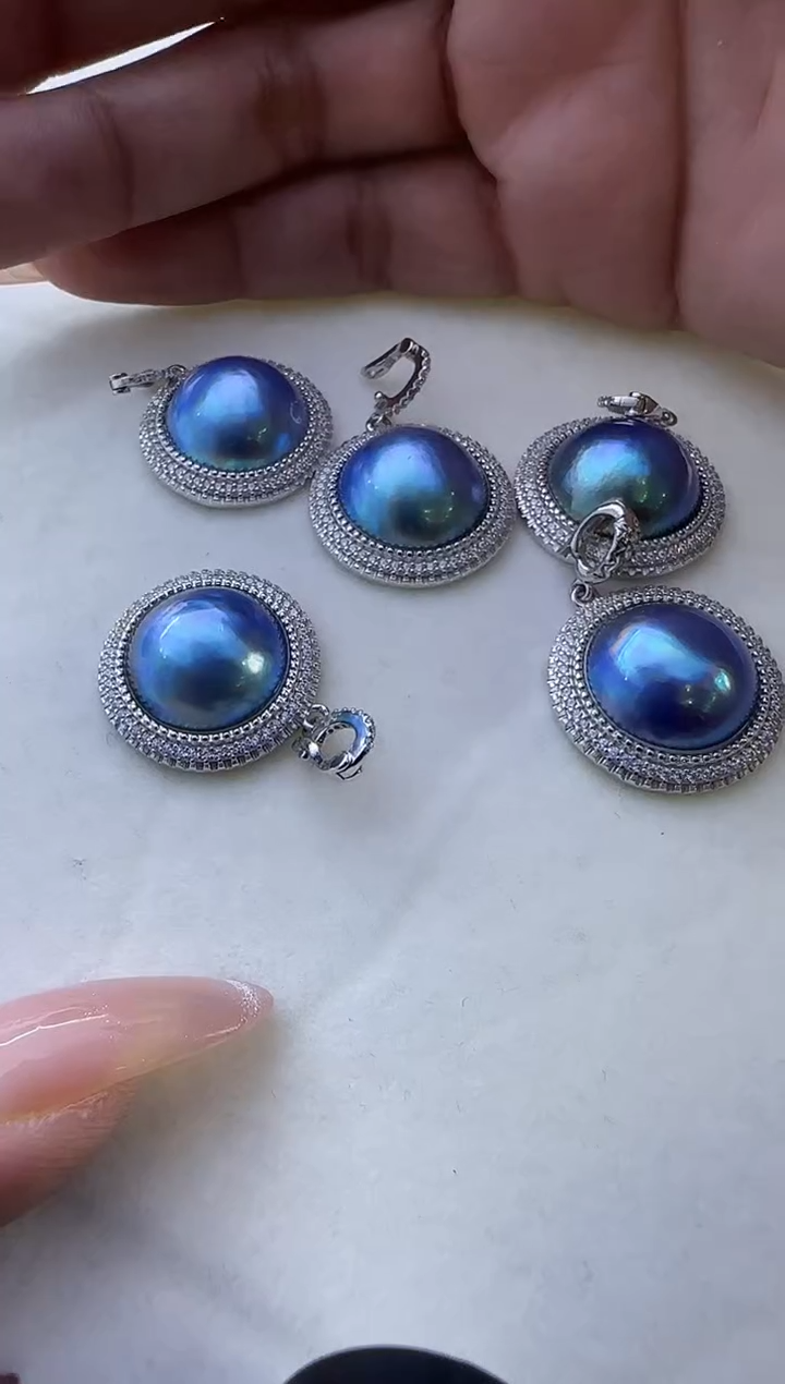 【闪购商品】拼合珍珠（马贝珠）吊坠(不含链)银S925镶嵌387