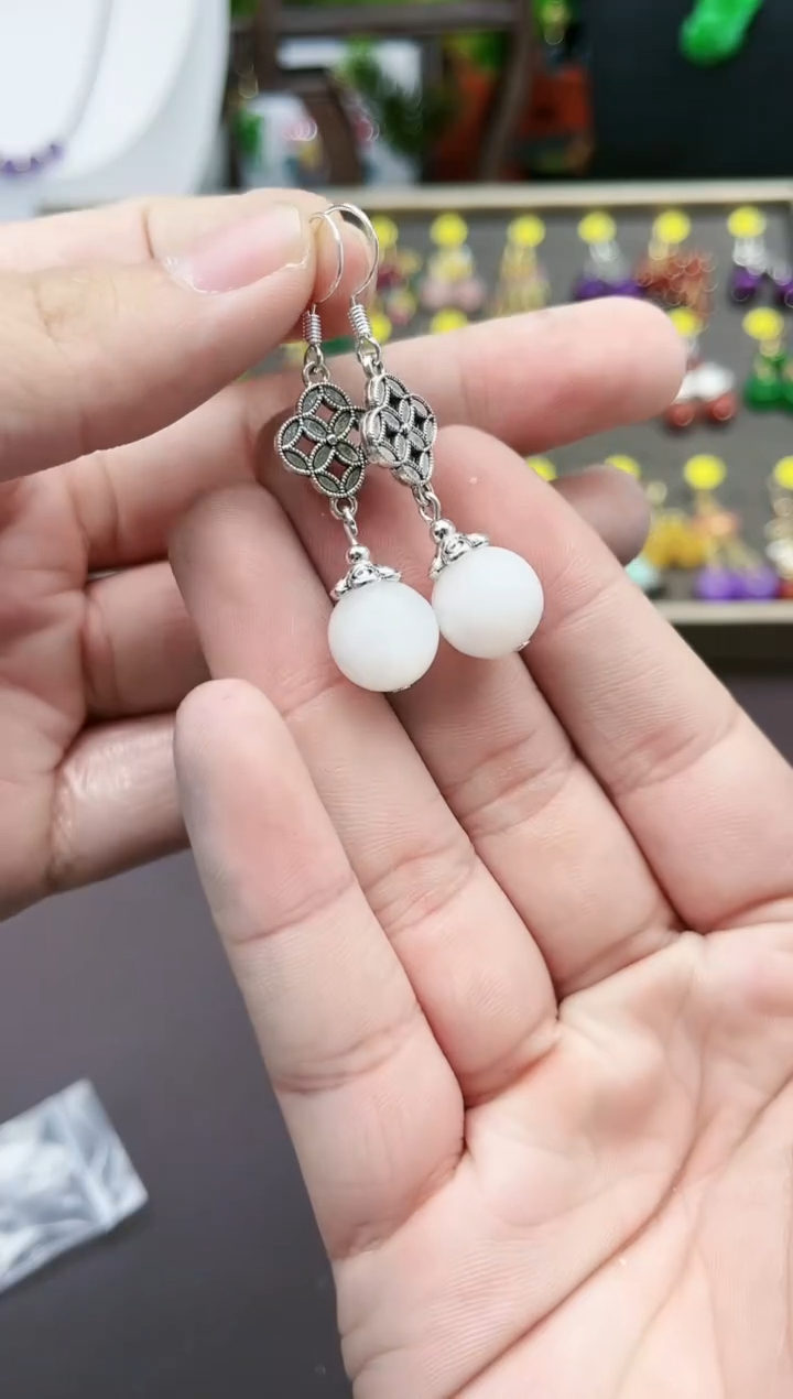 【闪购商品】和田玉耳饰银S925镶嵌332000