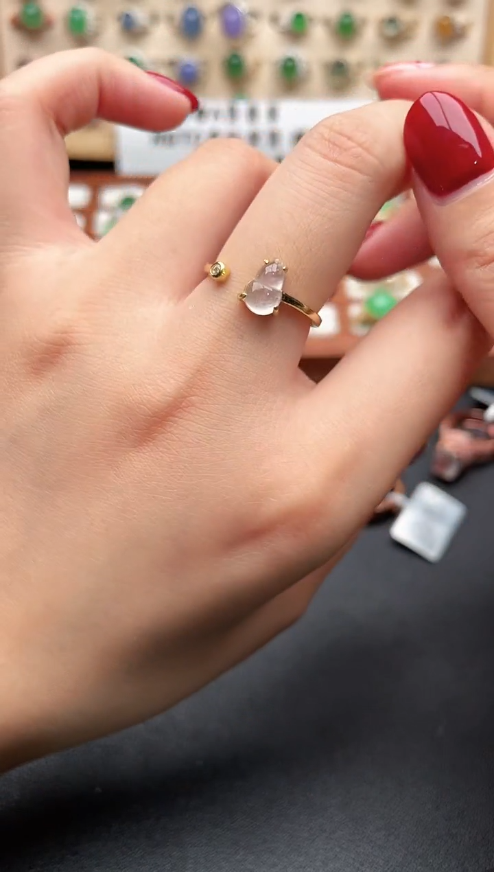 银S925镶嵌戒指翡翠一物一证一礼盒