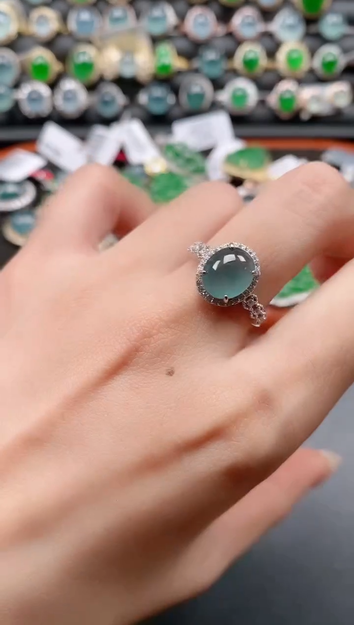 银S925镶嵌戒指翡翠11