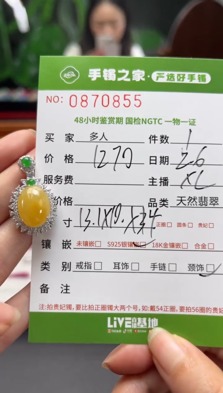 【闪购商品】翡翠颈饰银S925镶嵌多人