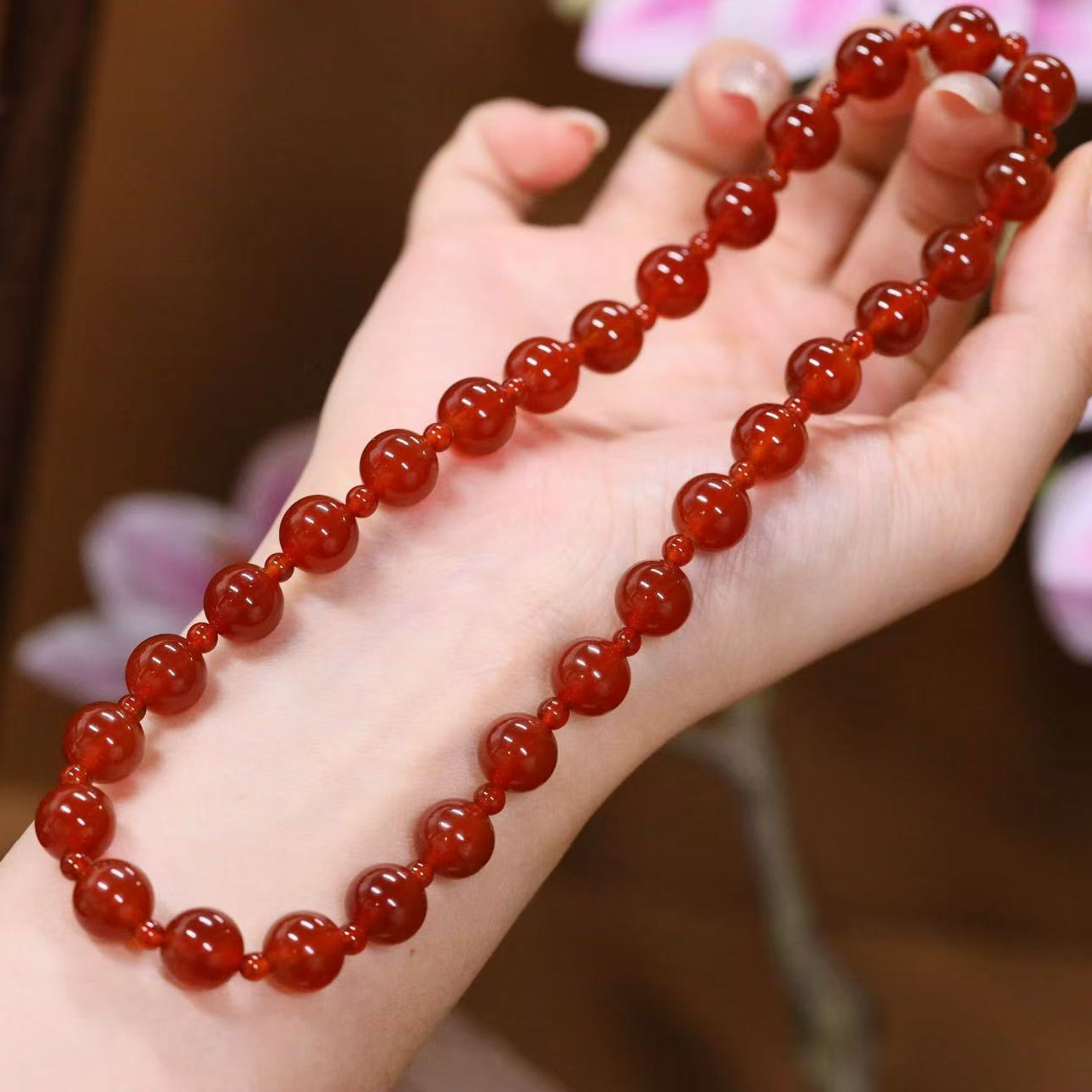 v16典仑【许妍同款红玛瑙手串】许我耀眼爆款显白玛瑙手链女