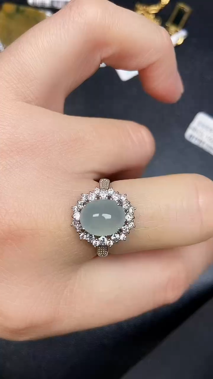 银S925镶嵌戒指翡翠3060