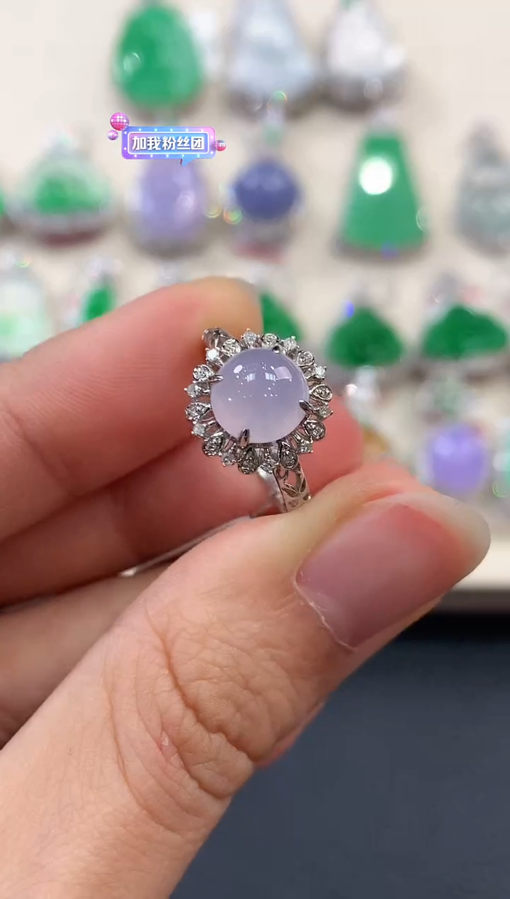 【闪购商品】翡翠戒指18K金镶嵌B41有色差