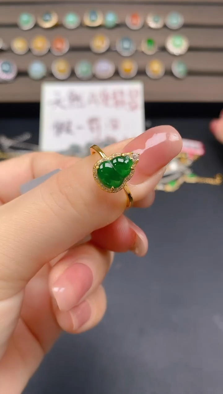 翡翠戒指银S925镶嵌15