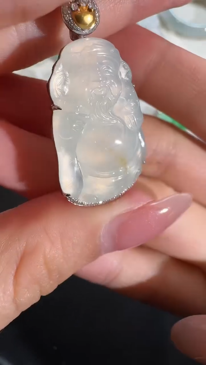 【闪购商品】翡翠吊坠(不含链)18K金镶嵌【源头工厂】钻石镶嵌