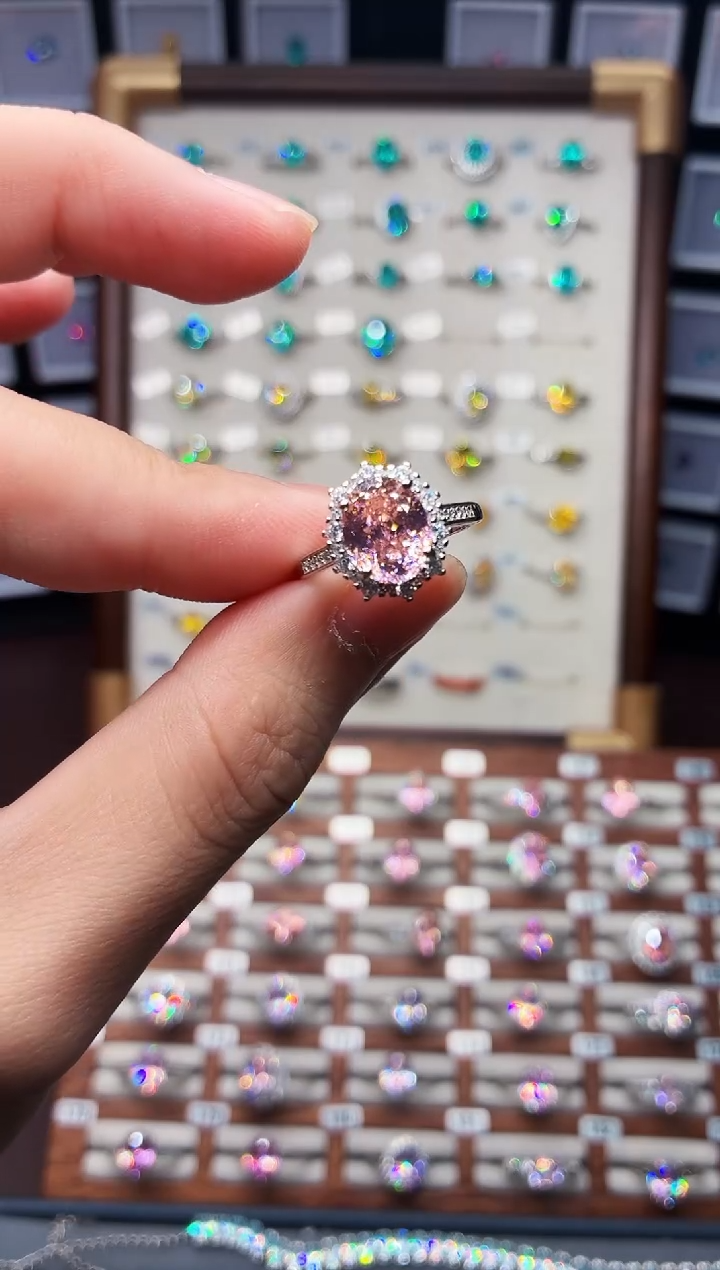 戒指彩色蓝宝石银S925镶嵌1888