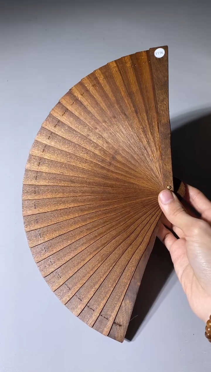 【闪购商品】金丝楠木雕319号18cm精品阴沉金丝楠木扇子