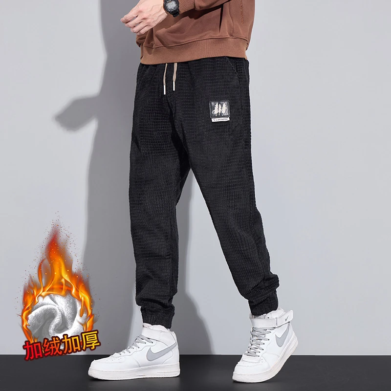 灯芯绒冬季保暖男休闲裤男士工装裤男士宽松哈伦裤