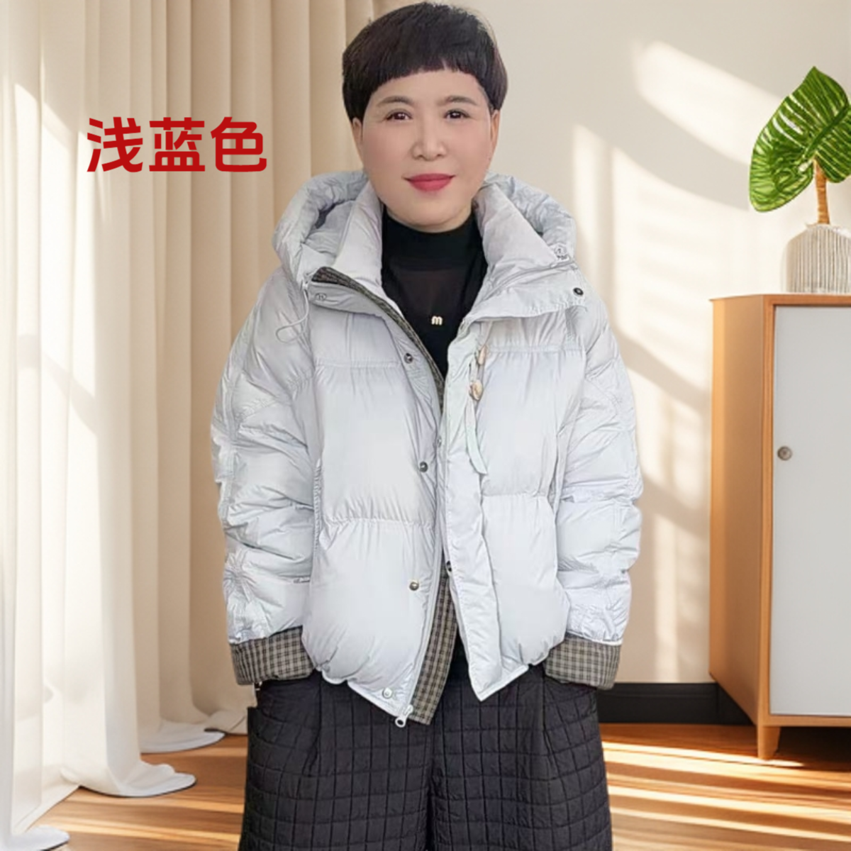 2025冬季新款90白鸭绒云朵款宽松加厚连帽羽绒服 6609