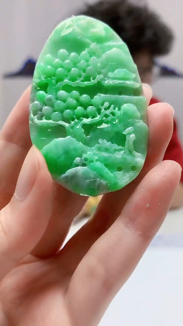 【闪购商品】定制翡翠未镶嵌4688zm-毛货挂件159山水