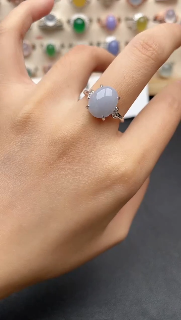 【闪购商品】翡翠戒指银S925镶嵌一物一证一礼盒