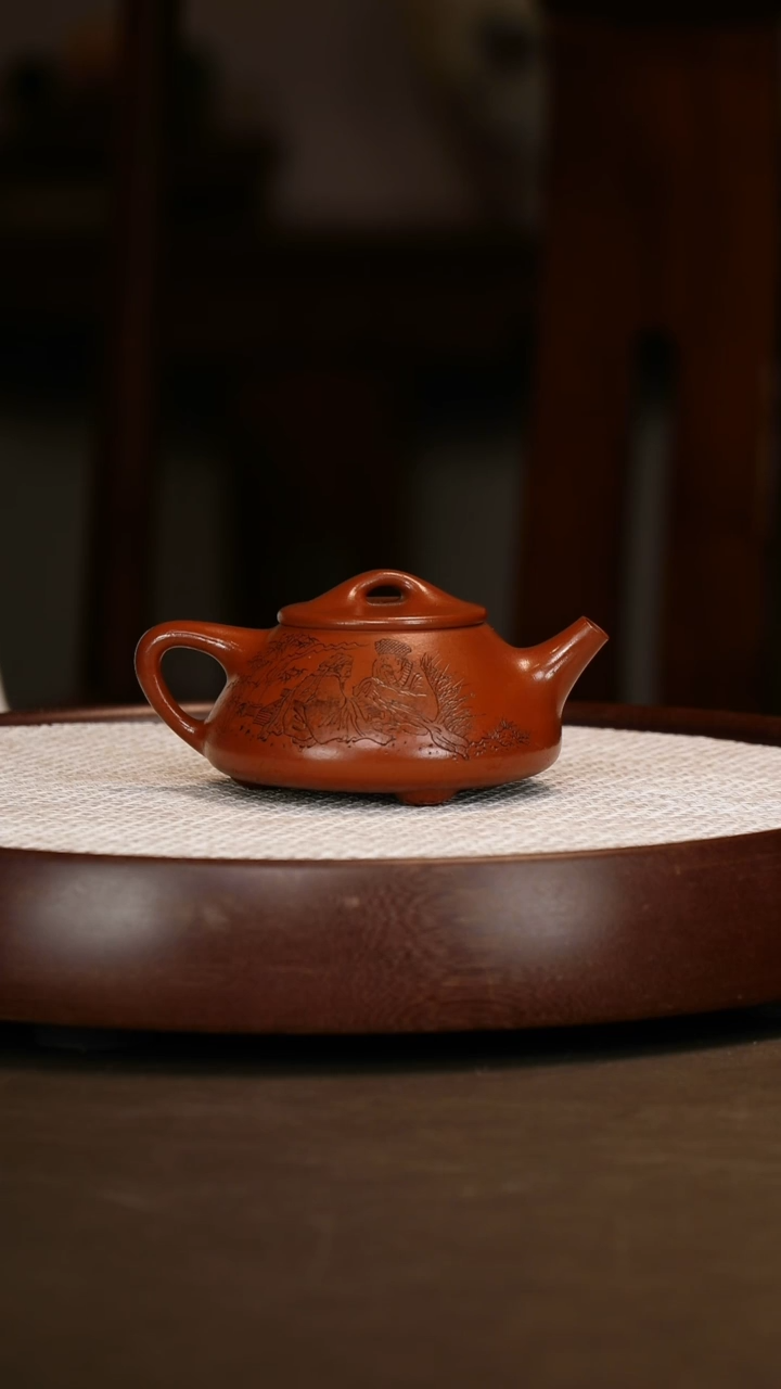 【张赦棠】赦棠石瓢 红泥 260c+梅兰竹菊四条屏