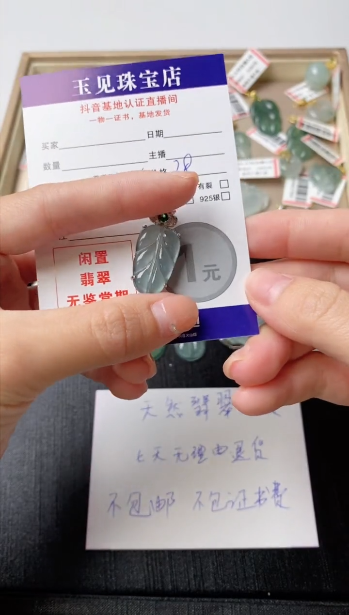 颈饰未镶嵌翡翠叶子