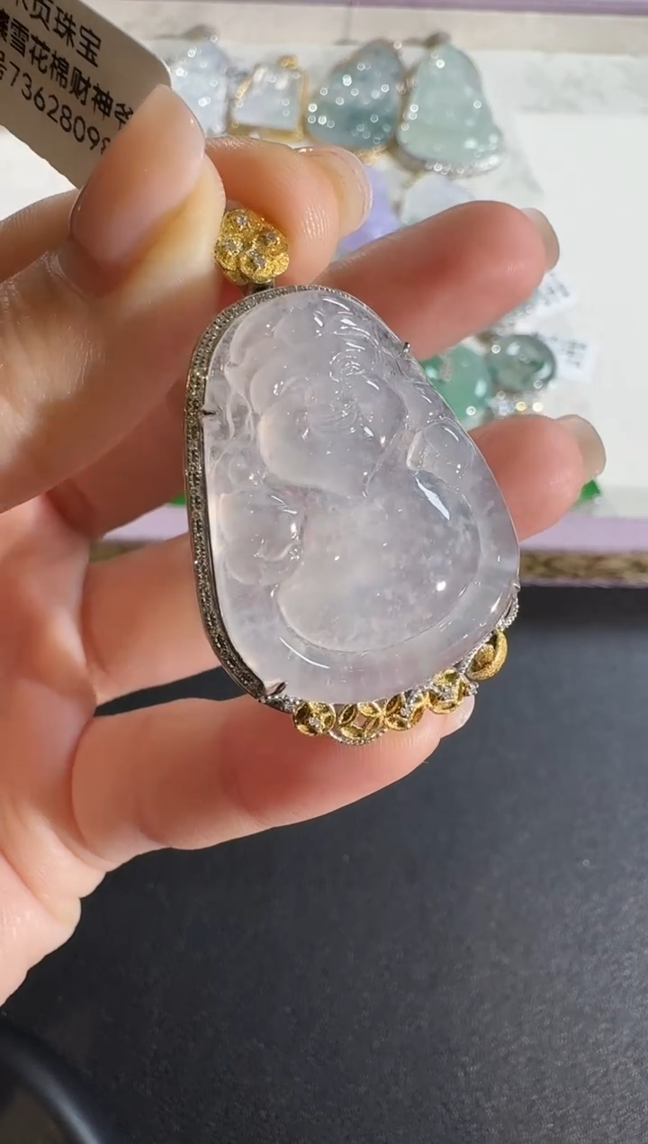 【闪购商品】翡翠吊坠(不含链)18K金镶嵌【新春福利】钻石镶嵌