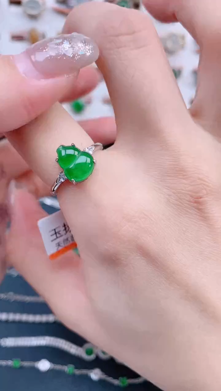 银S925镶嵌戒指翡翠天然翡翠