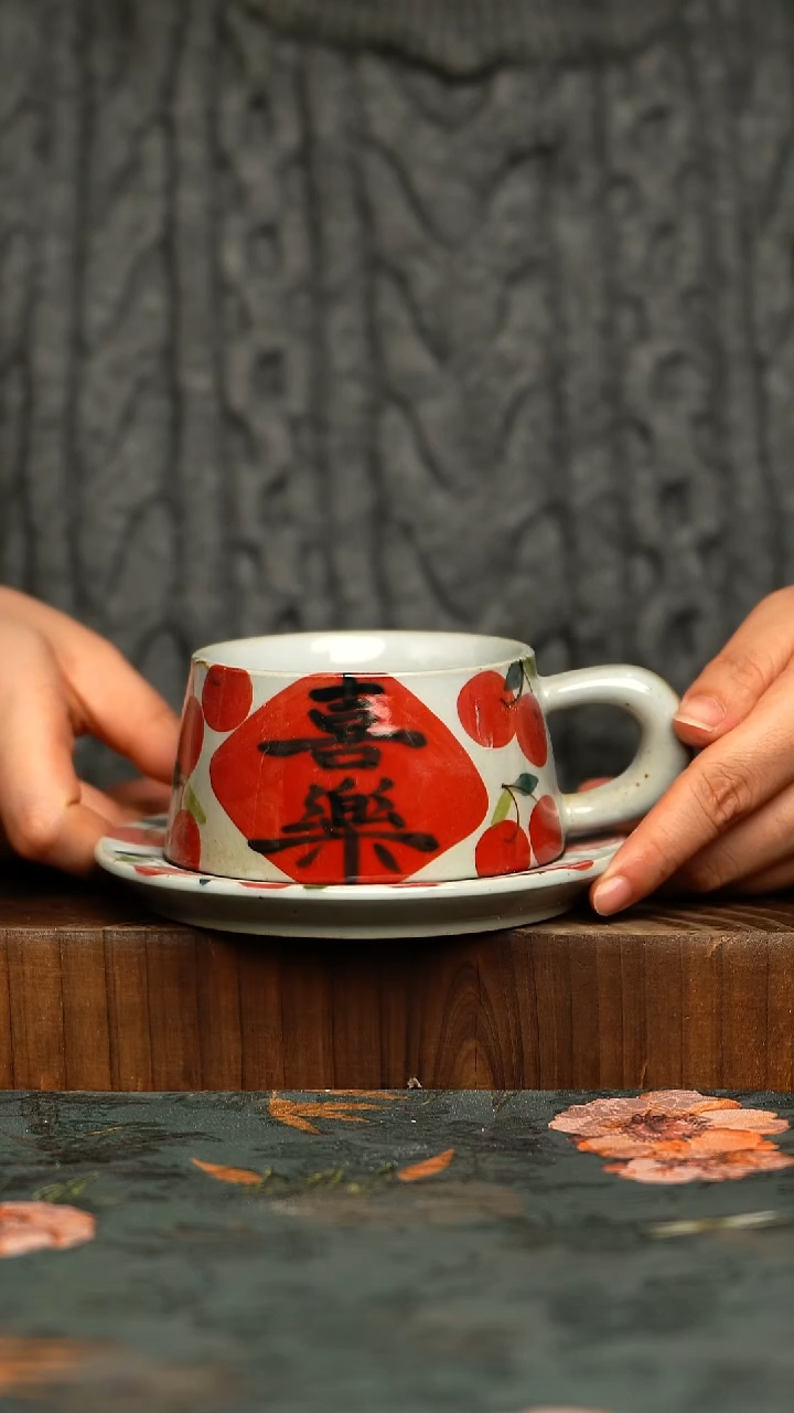 杯釉下彩手工手绘同款陶器