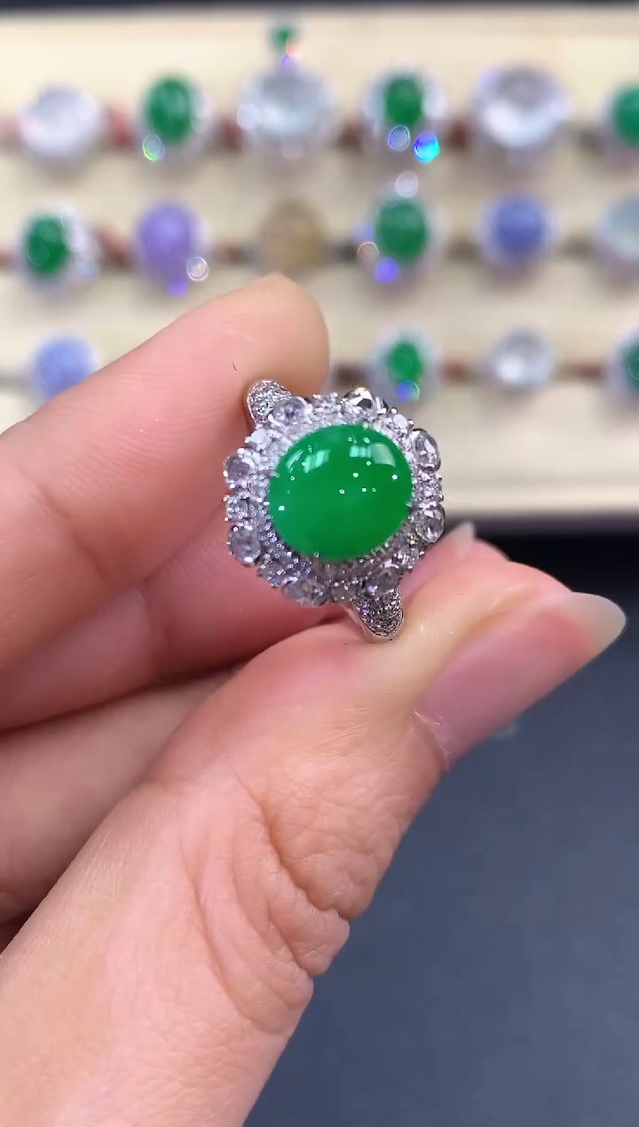 【闪购商品】翡翠戒指18K金镶嵌B180       