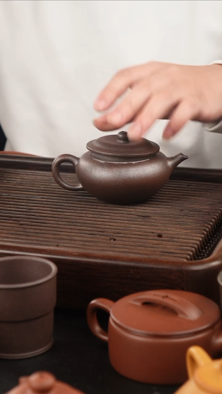 紫砂公道杯红皮龙柴烧 钵盂 