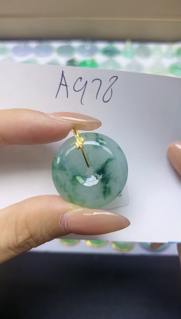颈饰18K金镶嵌翡翠天然缅甸A货翡翠百元以上9元证书费自理