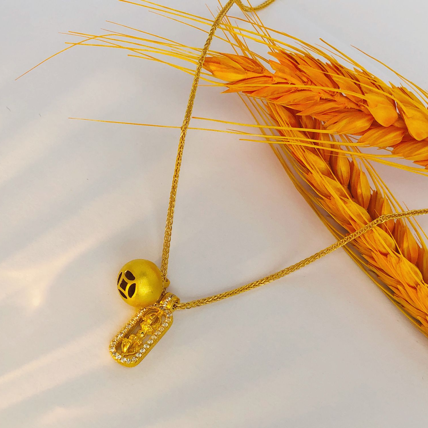 链子925银 【有球必应项链】十字杵吊坠许愿招财转运