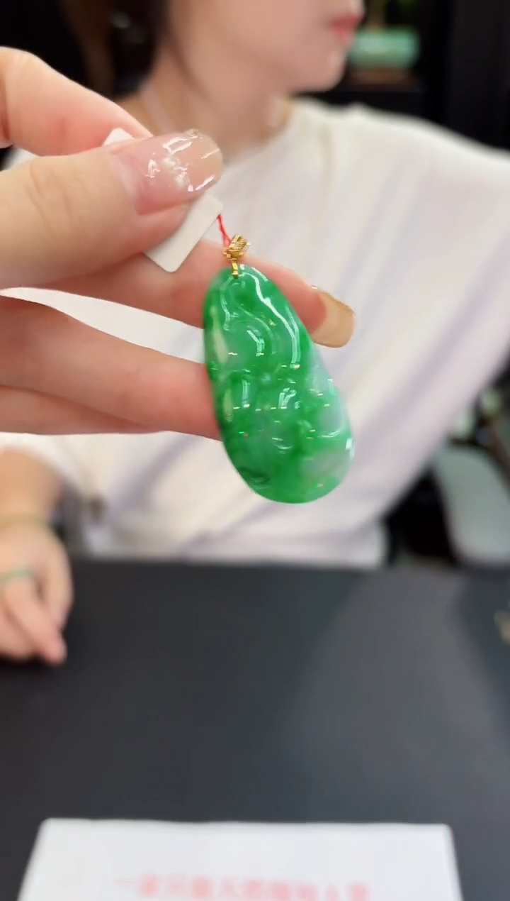 翡翠18K金镶嵌颈饰 缅料A货/支持复检/一件