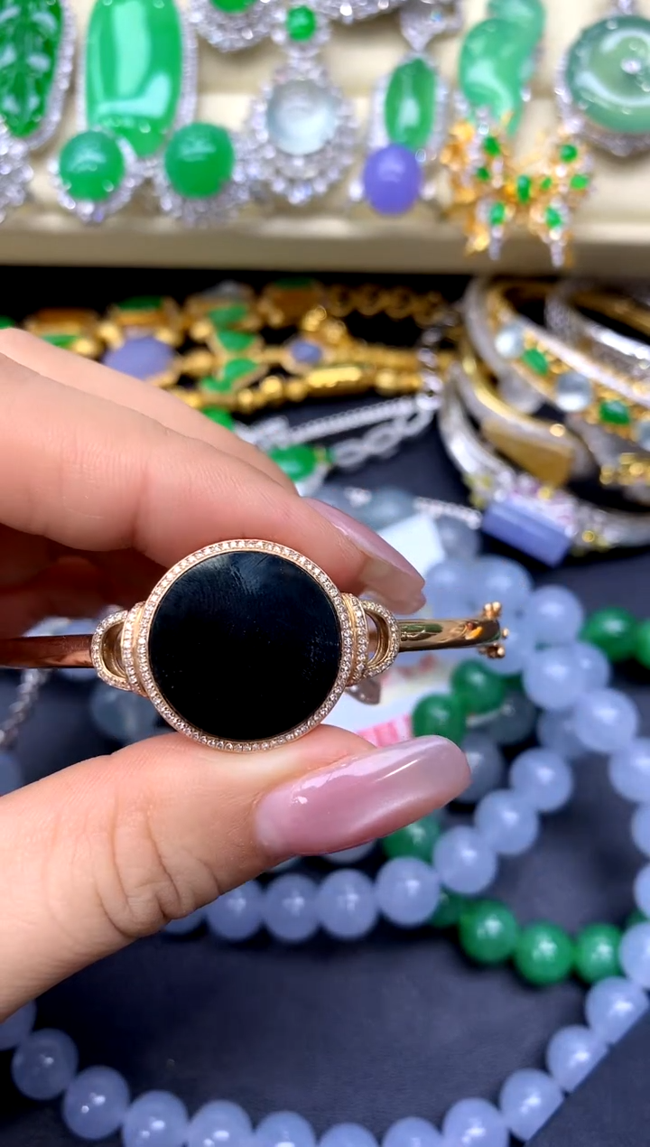 18K金镶嵌手镯翡翠339-中国好珍宝