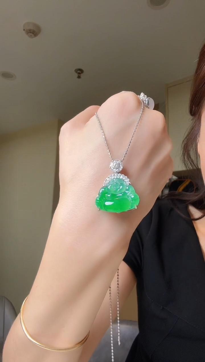 翡翠银S925镶嵌吊坠(不含链)天然翡翠吊坠