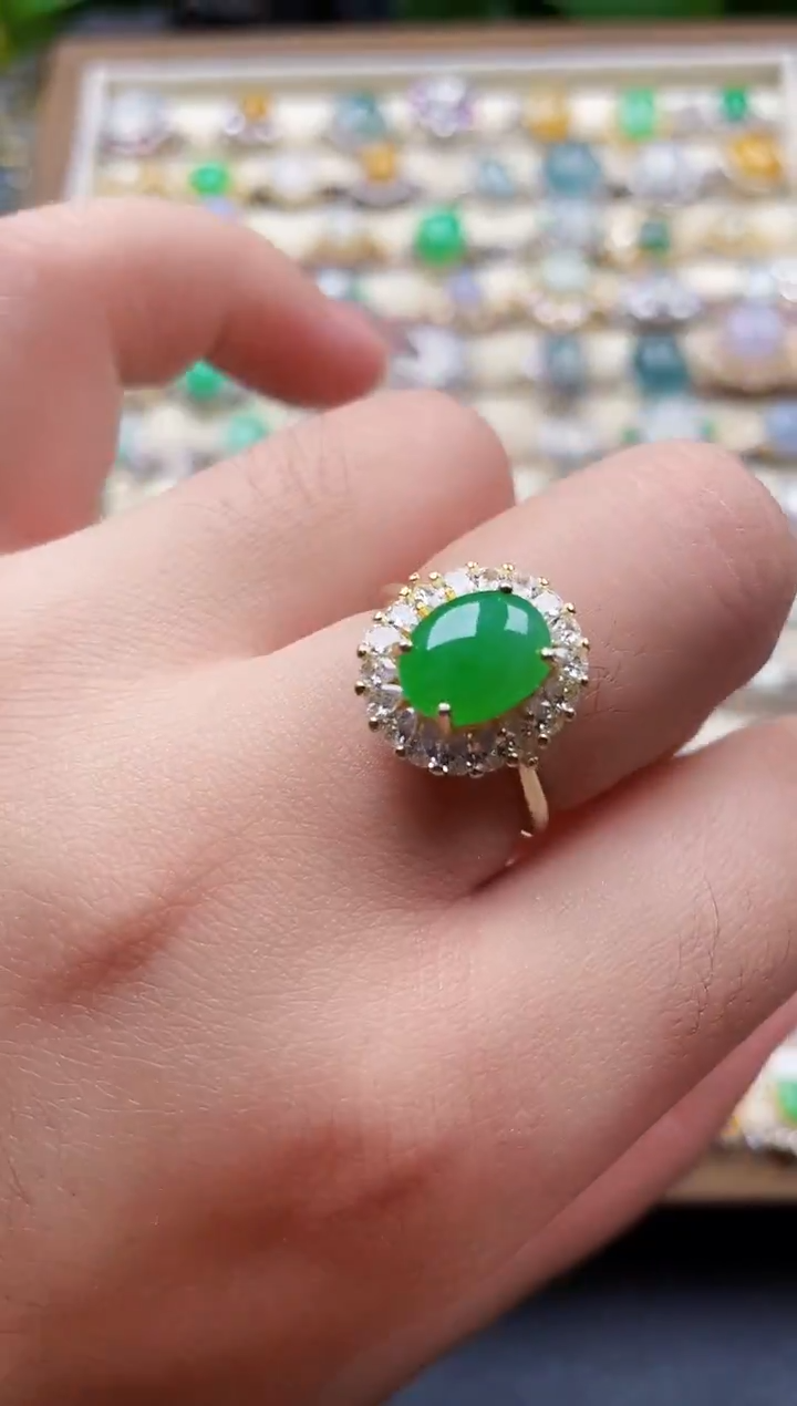 银S925镶嵌戒指翡翠96