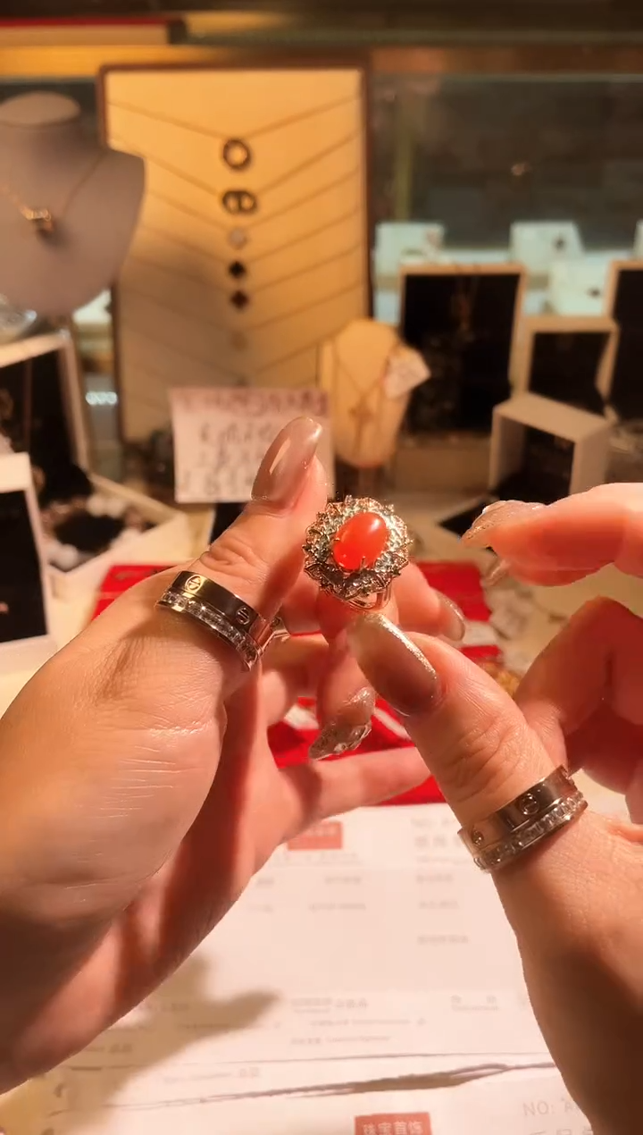 水晶戒指银S925镶嵌戒指