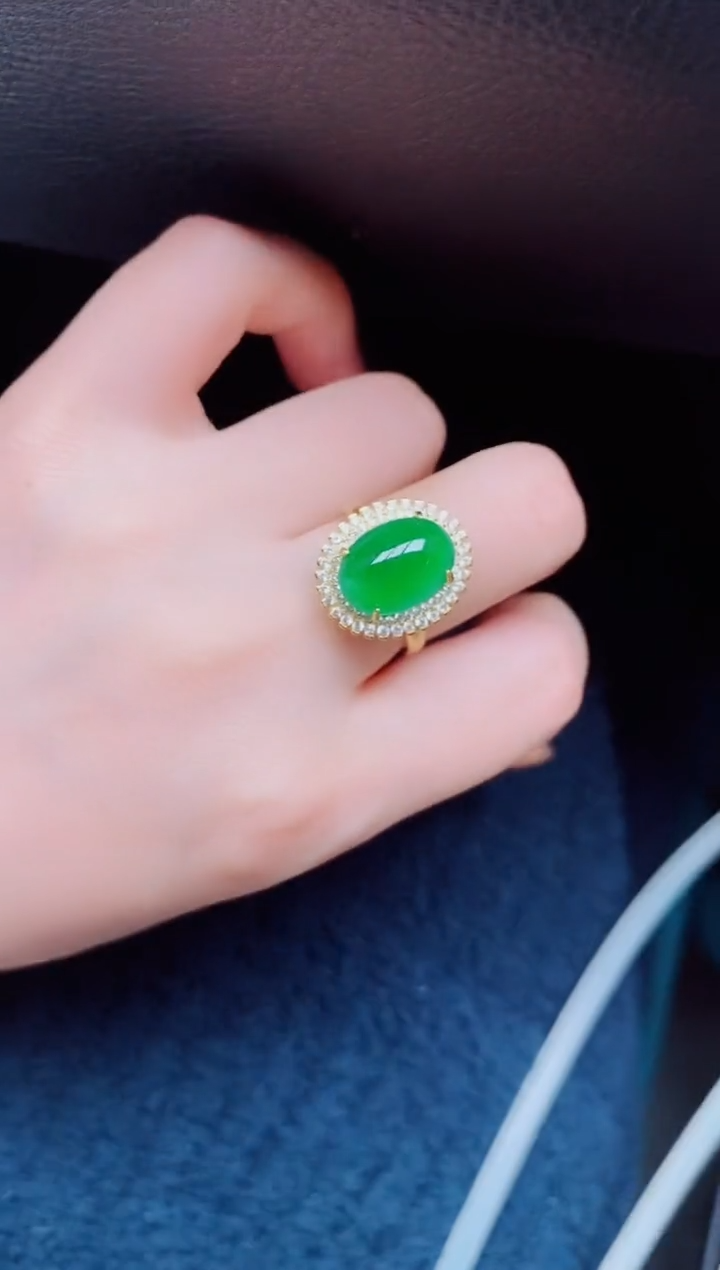 【闪购商品】翡翠戒指银S925镶嵌天然a货翡翠612