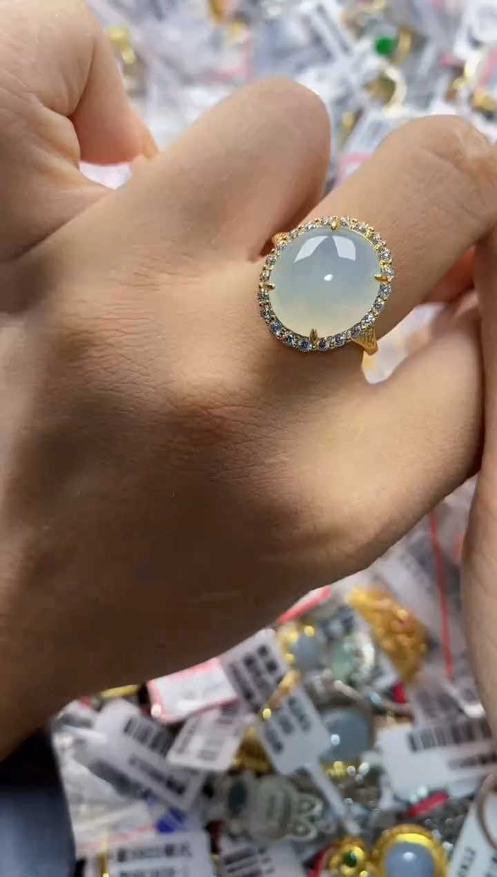 翡翠戒指银S925镶嵌7777      10