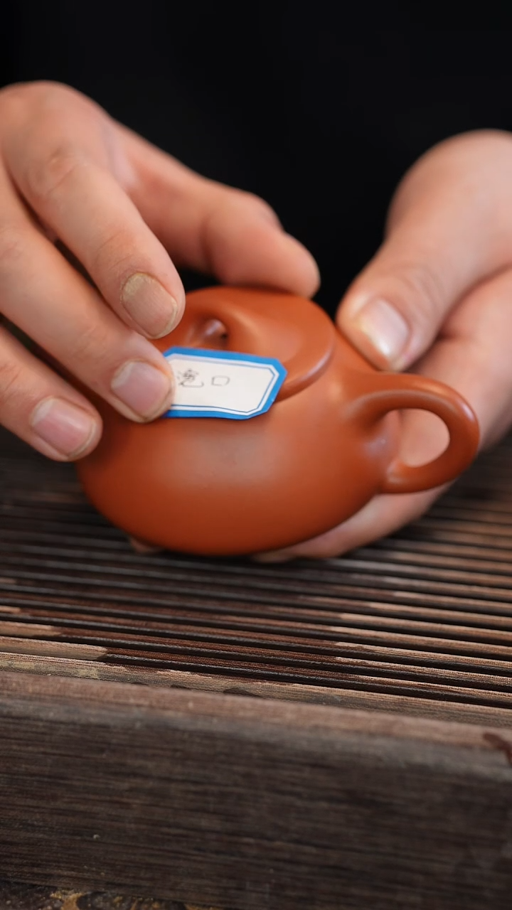 茶壶紫砂景舟石瓢 朱泥 半手工 180c【把根凹陷    大宽口】