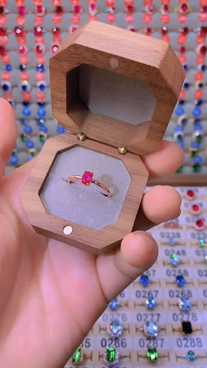 红宝石戒指银S925镶嵌1111