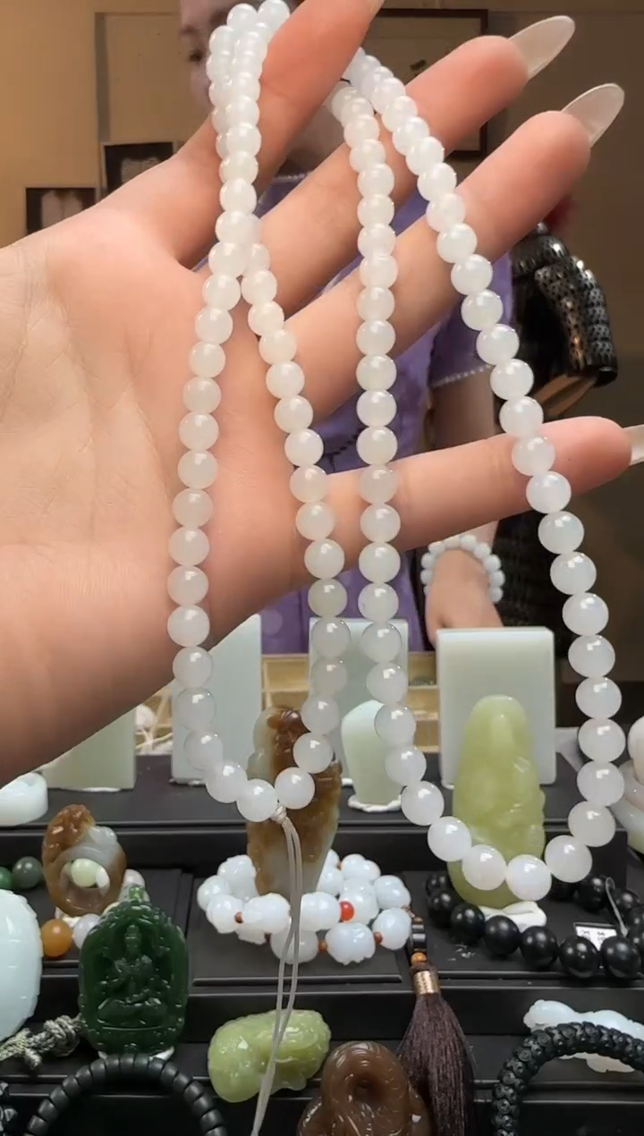 【闪购商品】和田玉圆珠未镶嵌长链